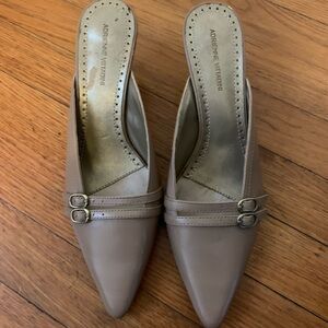 Nude Buckle Mule Kitten Heels